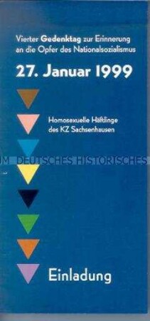 Einladung zu einer Gedenkveranstaltung über das Schicksal homosexueller Häftlinge des KZ Sachsenhausen