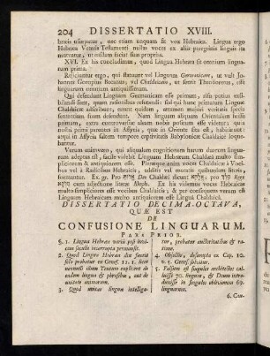 204-215, Dissertatio Decima Octava