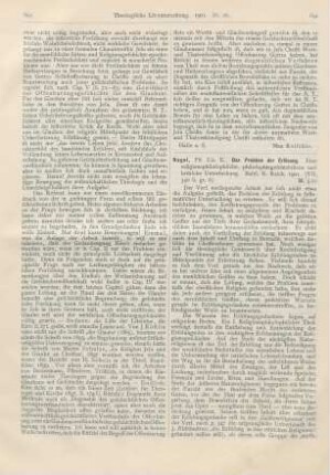 694-696 [Rezension] Nagel, E., Das Problem der Erlösung. Eine religionsphilosophische, philosophiegeschichtliche und kritische Untersuchung