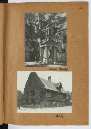 Brunnen im Schlosshof, Kalmar / Wohnhaus, Visby: Ansichten (aus: Skizzen- und Fotoalbum 27)