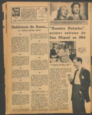 "Nuestra Natacha", primer estreno de San Miguel en 1944