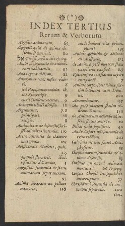 Index Tertius Rerum & Verborum.