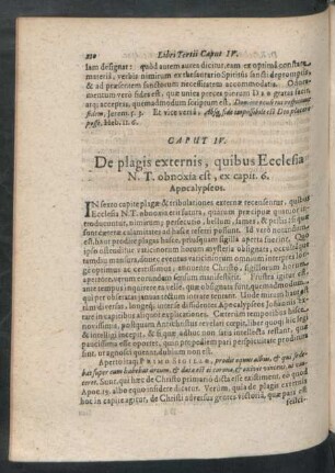 Caput IV. De plagis externis, quibus Ecclesia N. T. obnoxia est, ex capit. 6. Apocalypseos