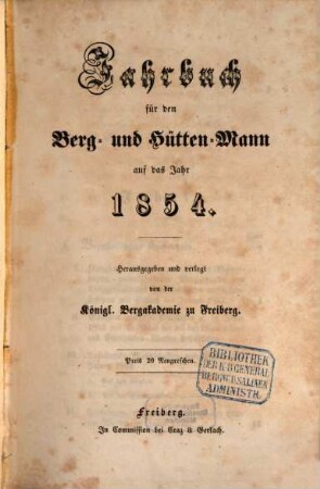 Jahrbuch für den Berg- und Hüttenmann, 1854