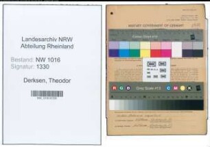 Entnazifizierung Theodor Derksen , geb. 10.04.1883 ()