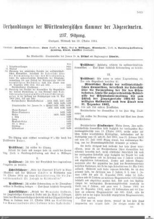 237. Sitzung, Stuttgart, 19.10.1904
