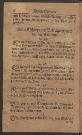 Vom Kläger und Beklagten/ und von der Citation.