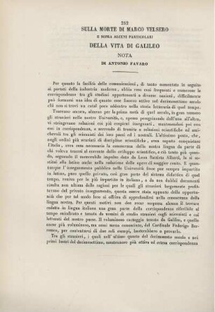 Sulla morte di Marco Velsero e sopra alcuni particolari della vita di Galileo.