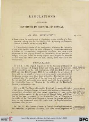 Regulations A.D. 1793