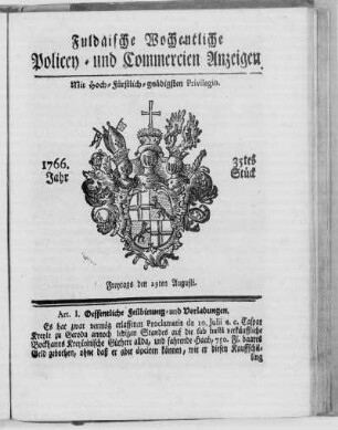 35tes Stück, Ausgabe vom 29. Augusti 1766