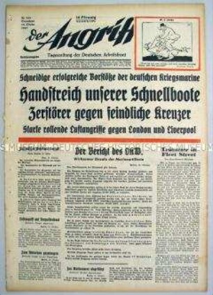 Tageszeitung "Der Angriff" u.a. zum Luft- und See-Krieg gegen England
