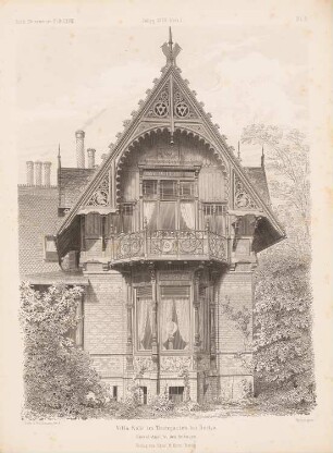 Villa Ende, Berlin-Tiergarten: Perspektivische Ansicht von der Giebelseite (aus: Architektonisches Skizzenbuch, H. 118/1, 1873)