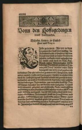 Vonn den Hoffsgedingen unnd Laetbencken.