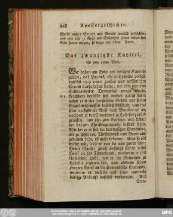 Das zwanzigste Kapitel, bis zum 16ten Vers.