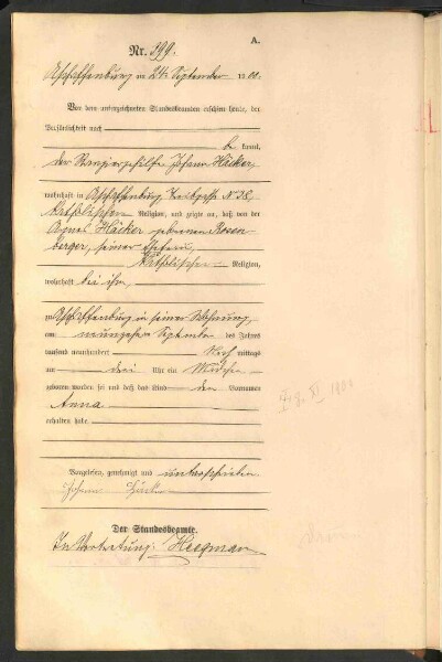 Standesamtsbuch der Stadt Aschaffenburg: Geburten 365/1900 - 184/1901