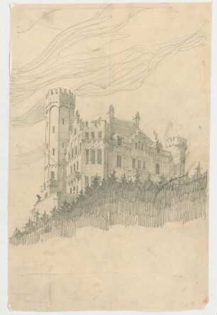Thiersch, Friedrich von; Gotische Villa - Perspektive