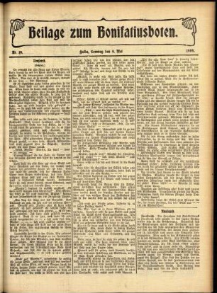 Zweite Ausgabe vom Sonntag, den 09. Mai 1909.