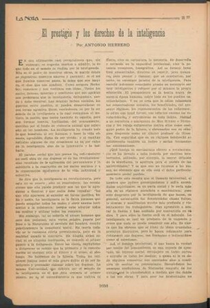 El prestigio y los derechos de la inteligencia