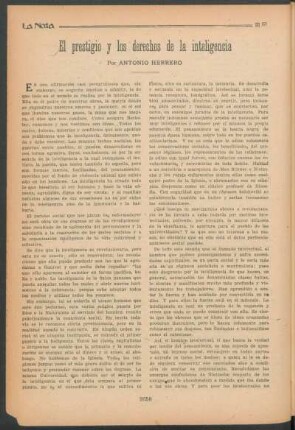 El prestigio y los derechos de la inteligencia