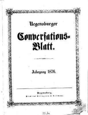 Regensburger Conversations-Blatt. 1876