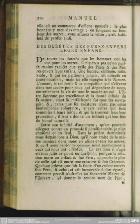 Des Duretés Des Pères Envers Leurs Enfans