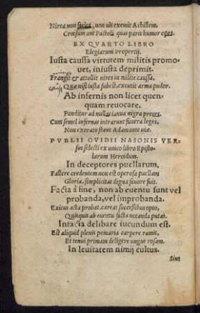 Publii Ovidii Nasonis Versus selecti ex unico libro Epistolarum Heroidum.