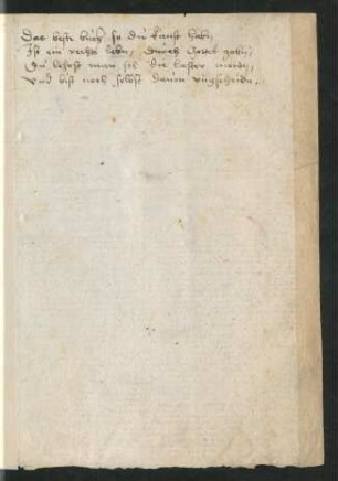 Leerseiten, auf erstem Blatt kurzes Gedicht