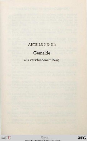 III Gemälde aus verschiedenem Besitz (Nr. 535-803)