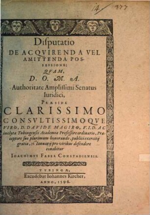Disp. de acquirenda vel amittenda possessione