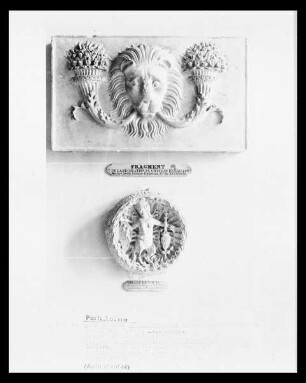 Fragment aus dem Schloss Gaillon(oben) und Schlusstein aus dem Schloss Bonnivet (unten)
