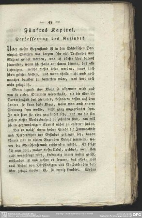 Fünftes Kapitel. Verbesserung des Gesindes
