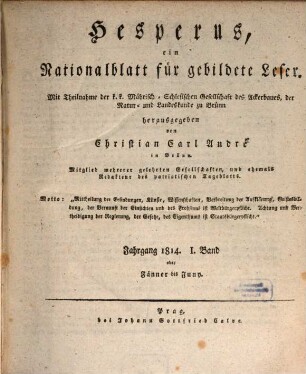 Hesperus : encyclopädische Zeitschrift für gebildete Leser. 1814