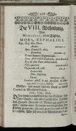 Die VIII. Abtheilung.
