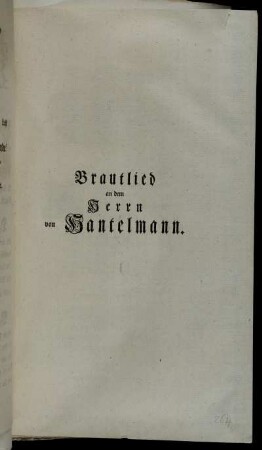 Brautlied an dem Herrn von Hantelmann.