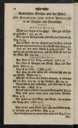 Auserlesene Stellen aus der Bibel, als Grundlage zum ersten Unterricht in der Religion und Sittenlehre