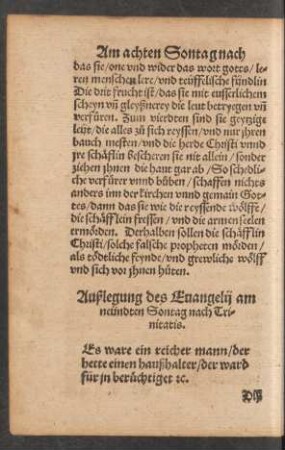 Außlegung des Evangelii am neündten Sontag nach Trinitatis.