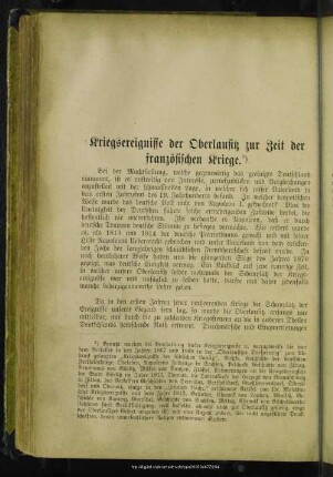 Kriegsereignisse der Oberlausitz zur Zeit der französischen Kriege