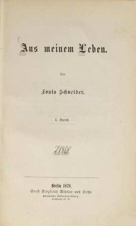 Aus meinem Leben, 1