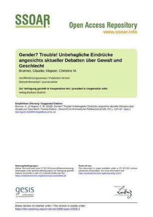 Gender? Trouble! Unbehagliche Eindrücke angesichts aktueller Debatten über Gewalt und Geschlecht