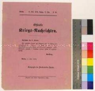 Kriegsdepesche des Norddeutschen Bundes über die Kriegsereignisse am 10. und 11. Oktober 1870 bei Orléans