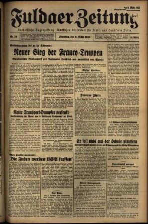 Erste Ausgabe vom Dienstag, den 09. März 1937.