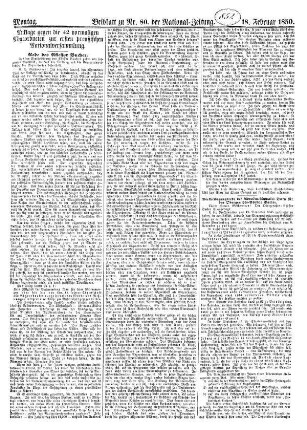 National=Zeitung. Beiblatt zu N[umme]r 80. der National=Zeitung.