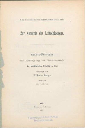 Zur Kenntnis des Luftschluckens