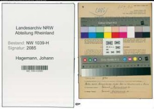 Entnazifizierung Johann Hagemann , geb. 23.11.1917 ()