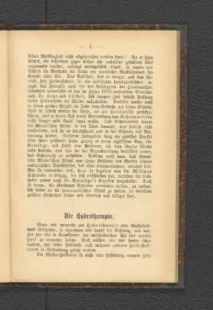Die Hydrotherapie.