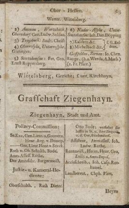 Grafschaft Ziegenhayn.