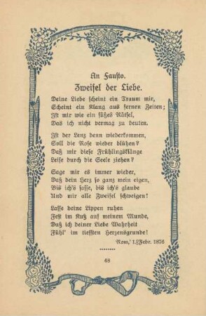 An Fausto. Zweifel der Liebe