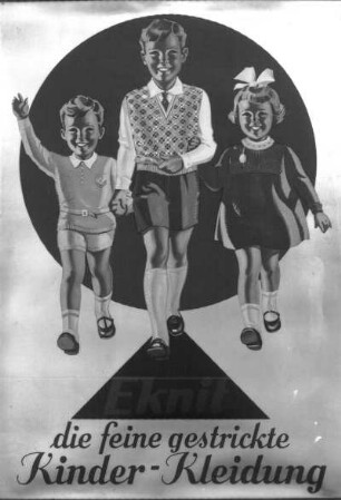 Werbeplakat der Fa. Erfurth und Co/Strickwarenfabrik "Eknit". 1934