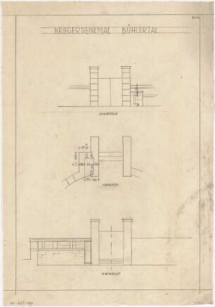 Billing, Hermann; Bühlertal (Baden-Württemberg); Kriegerdenkmal - Außenansicht; Innenansicht; Grundriss