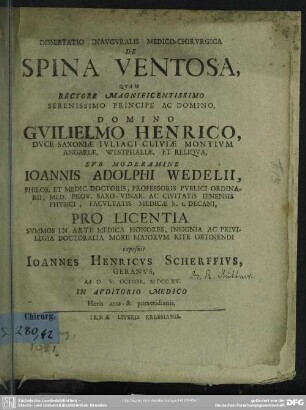 Dissertatio Inauguralis Medico-Chirurgica De Spina Ventosa